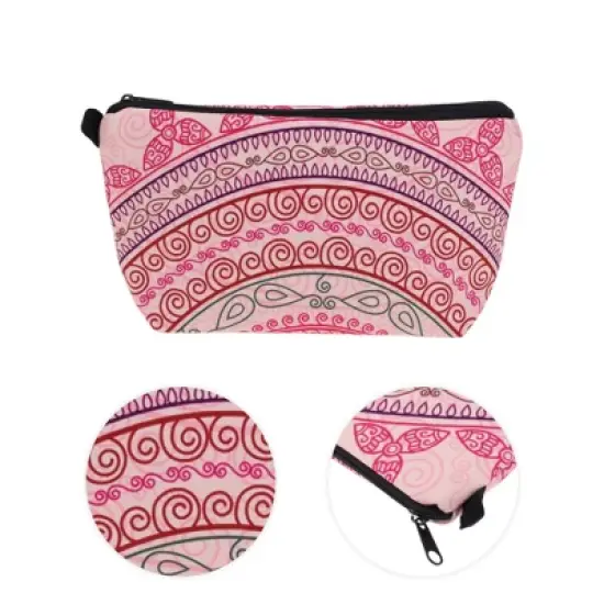 Unique Bargains Flower Printed Makeup Bag Pink 1 Pc image {2}