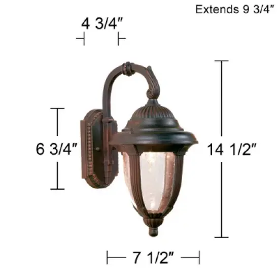 John Timberland Casa Sierra Rustic Vintage Outdoor Wall Light Fixture Bronze Downbridge 14 1/2" Clear Seedy Glass for Post Exterior Barn Deck House image {2}