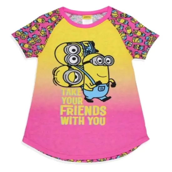 Girls' Despicable Me Minions Take Your Friends With You Nightgown Pajama Multicolored image {5}
