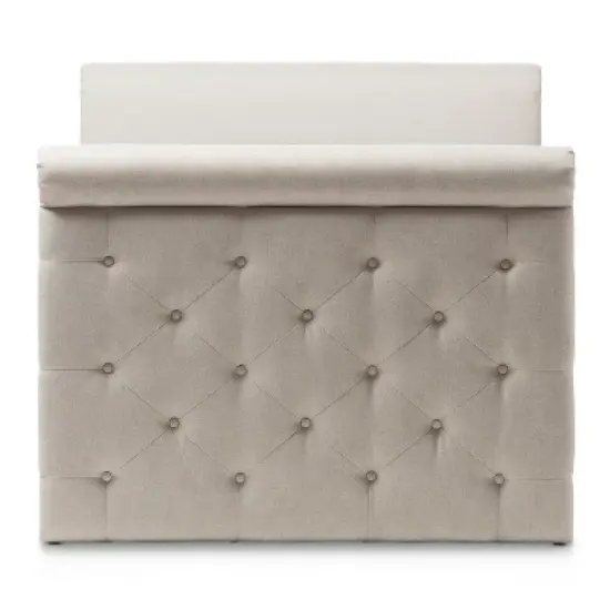 Twin Swanson Modern and Contemporary Fabric Tufted Daybed with Roll-Out Trundle Guest Bed - Baxton Studio image {2}