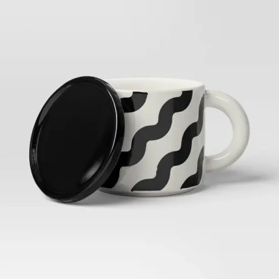 17 fl oz Stoneware Squiggly Print Lidded Mug - Room Essentials&trade; image {2}