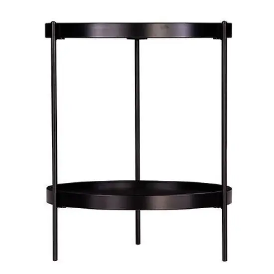 Vermicelli Round Farmhouse Style End Table Black - Aiden Lane image {1}