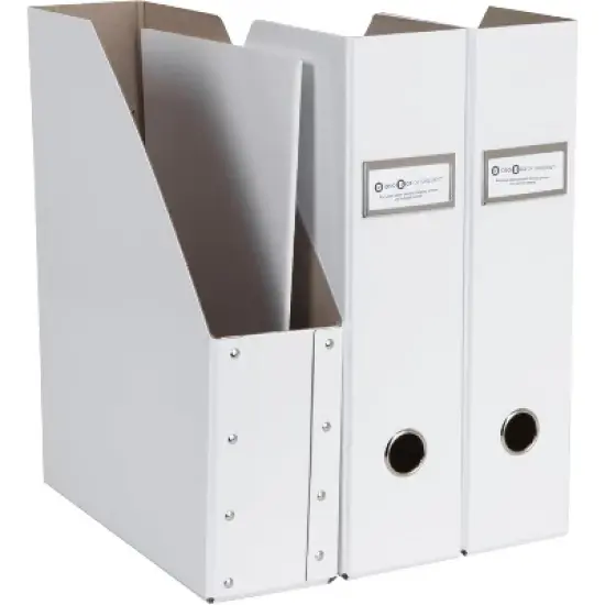 Bigso Fiona 3-Piece Magazine File Set &ndash; Upright Storage Boxes with Label Holders for A4/Letter Docs, White image {3}
