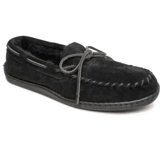 Minnetonka Men's Suede Sheepskin Hardsole Moc Slipper image {7}