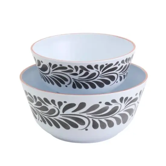 Infuse 2pc Melamine Oval Serving Bowl Set Black image {4}
