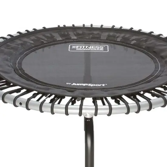 JumpSport 350i Lightweight Folding Fitness Trampoline with 39 Inch Handle Bar, 32.5 Inch Jumping Surface, and 6 Adjustable Height Settings, Black image {1}