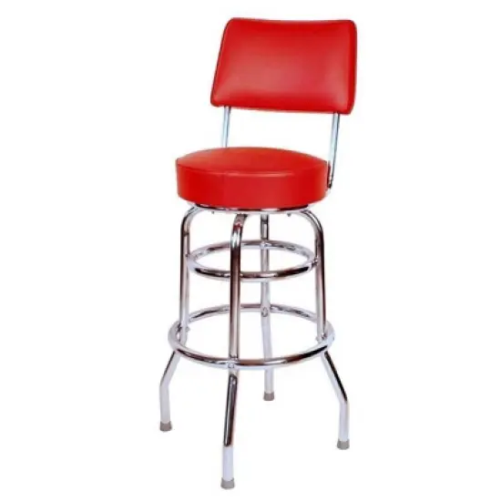 30" Floridian 2 Frame Back Rest Swivel Barstool Red - Richardson Seating image {1}