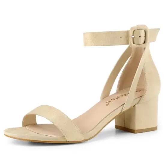 Allegra K Women's Ankle Strap Block Low Heel image {12}
