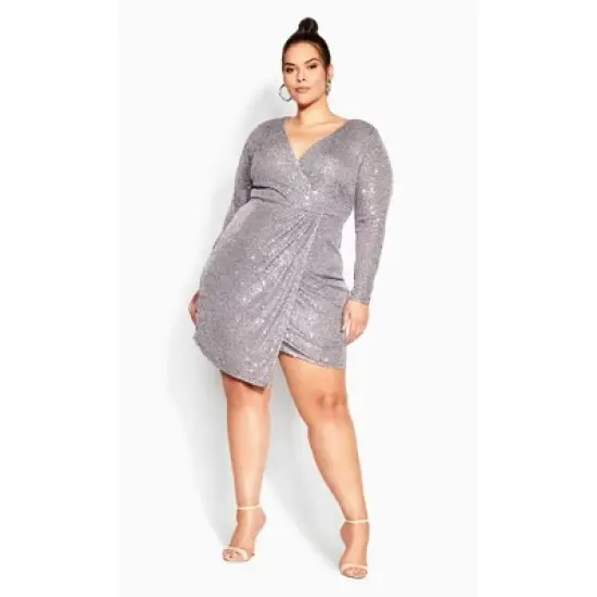 Women's Plus Size Razzle Dress - Metal | CITY CHIC image {1}
