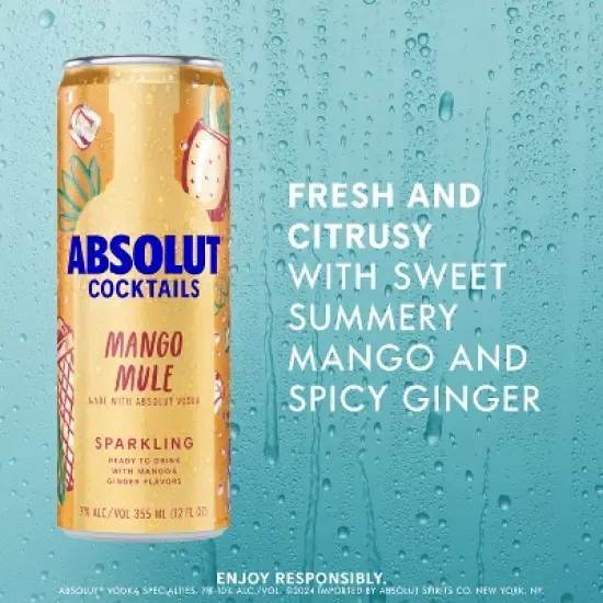 Absolut Mango Mule Sparkling Vodka Cocktail - 4pk/355ml Cans image {1}