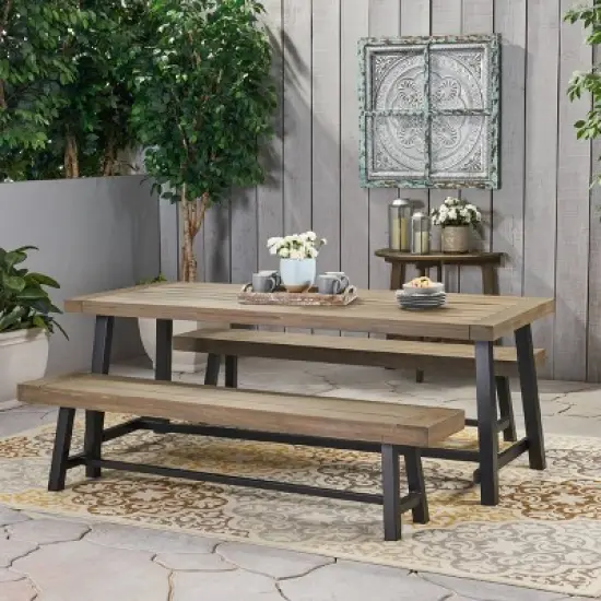 Carlisle 3pc Acacia Wood Picnic Dining Set - Christopher Knight Home image {6}