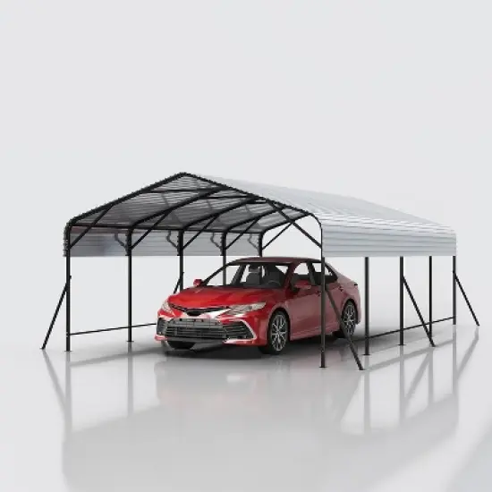 Acekool 13x20 Ft Heavy Duty Carport, Galvanized Steel Tube Outdoor Garage Shelter, Reinforced Metal Roof & Anchored Base, All-Weather Large Carport image {2}