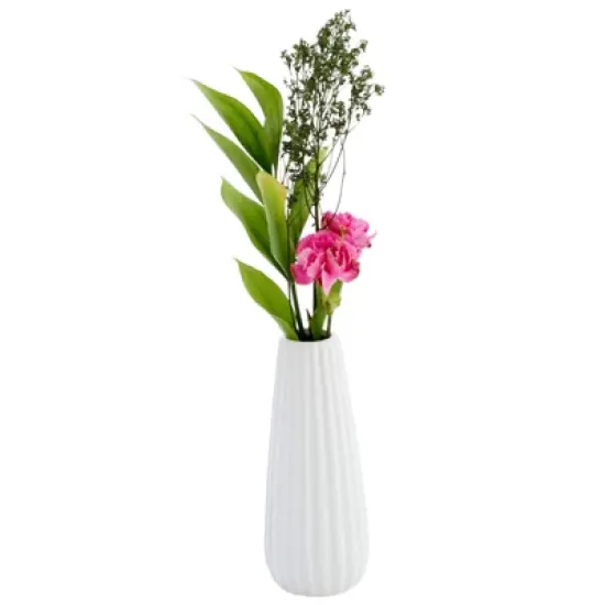 Juvale Set of 6 White Ceramic Bud Vases for Flowers, Centerpieces, Home Decor, 1 x 6 In image {5}