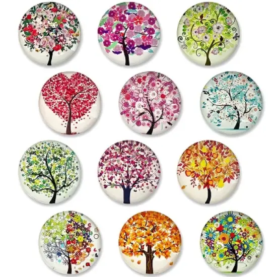Wrapables Crystal Glass Magnets, Refrigerator Magnets for Office Whiteboards, Cabinets, Lockers (Set of 12), Tree Love image {7}
