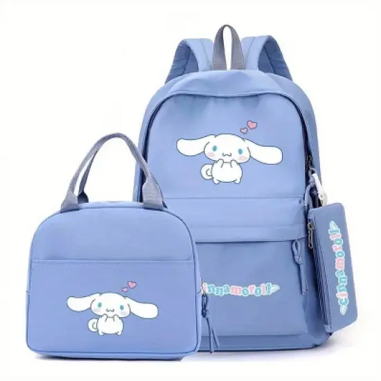 Paaaawaters Cinnamoroll Backpack Tote Bag Pencil Case 3-Piece Set Light Blue Cute Design image {1}