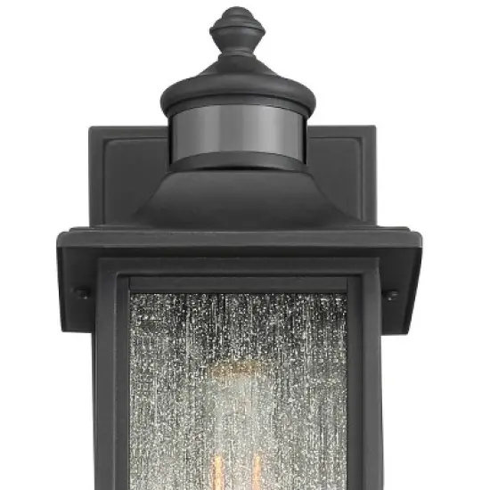 John Timberland Mission Outdoor Wall Light Fixture Black Dusk to Dawn Motion Sensor 16 1/2" Seeded Glass for Exterior House Porch image {2}
