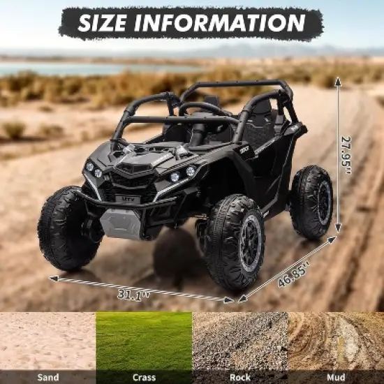 Kids Off-Road Electric Vehicle, 24V 2-Seater 4WD Kids UTV with Remote Control, LED Lights, Shock Absorber, Music Player image {1}