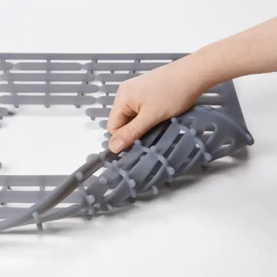 OXO 11.3" x 12.8" Silicone Sink Mat Gray: Kitchen Sink Protector & Dish Drying Mat, Machine Washable image {5}