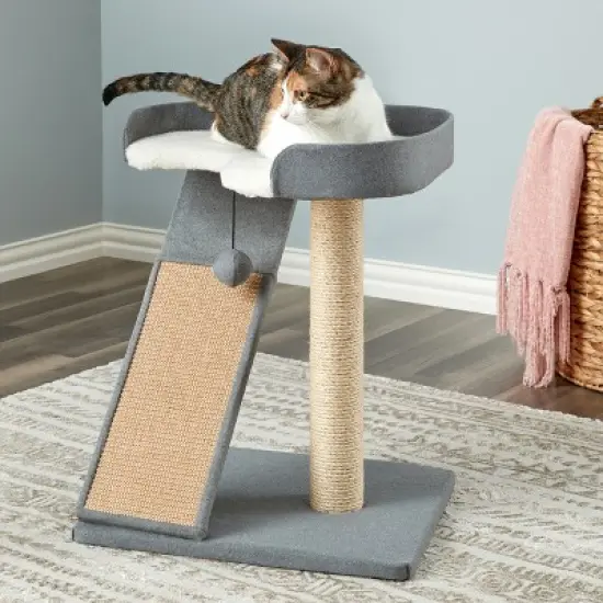 Two by Two San Marcos - Gray Cat Scratching Post Cat Furniture - 22.8 in. Tall image {1}