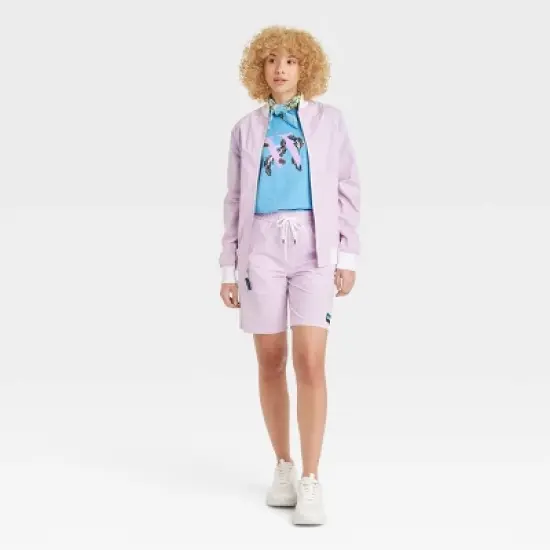 Houston White Adult Lightweight Ribstop Windowpane Bomber Jacket - Light Purple image {2}