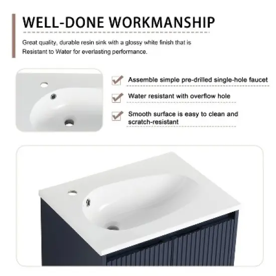 Floating Bathroom Vanity with Drop-Shaped Resin Sink - ModernLuxe image {10}