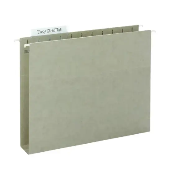 Smead TUFF  Hanging Box Bottom Folder with Easy Slide  Tab, 2" Expansion, 1/3-Cut Sliding Tab, Letter Size, Steel Gray, 18 Per Box (64240) image {3}
