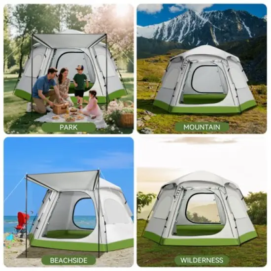 SUGIFT 4 Person Camping Tent with Screened Mesh Windows Double Layer Design and Carry Bag for Easy Setup Outdoor Hiking Travel image {5}