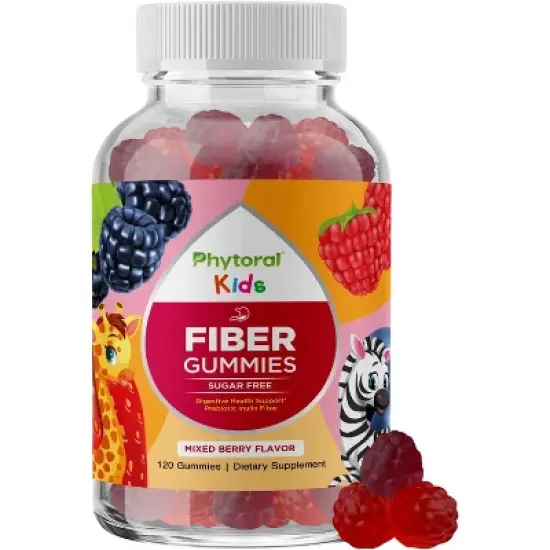 Sugar Free Fiber Gummies for Kids, Delicious & Nutritious Kids Fiber Gummies, Sugar Free Supplement for Digestive & Immune Support, Phytoral, 120ct image {5}