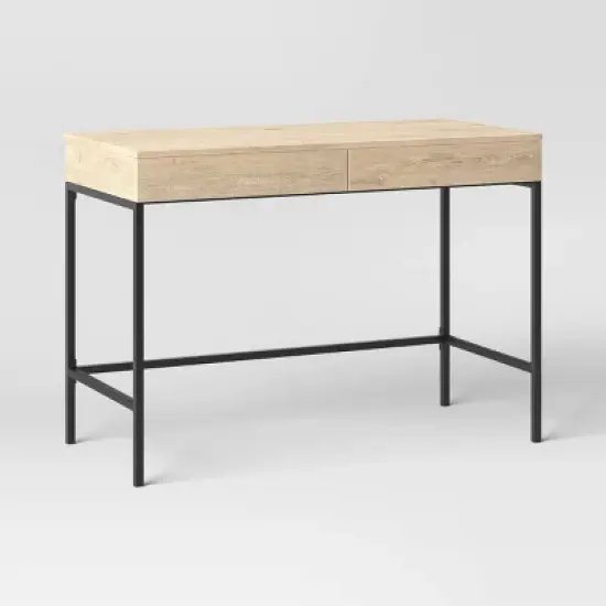 Loring Wood Writing Desk with Drawers and Charging Station - Threshold&trade; image {12}