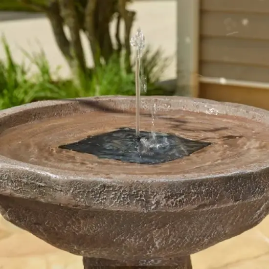 Smart Solar Fibre Reinforced Concrete Bedrock Intelli Birdbath with Remote image {3}