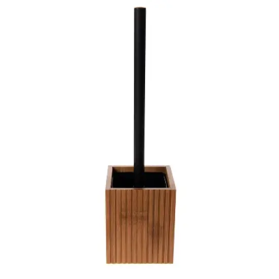 Oslo Bamboo Toilet Brush Holder Brown - Bath Bliss image {4}