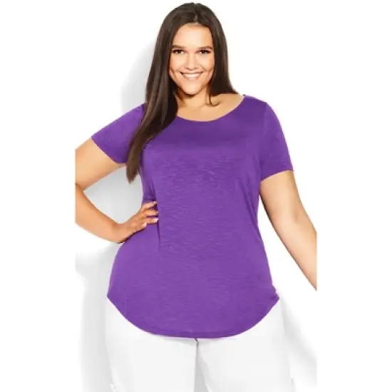 Women's Plus Size Slub Tee - purple | EVANS image {5}
