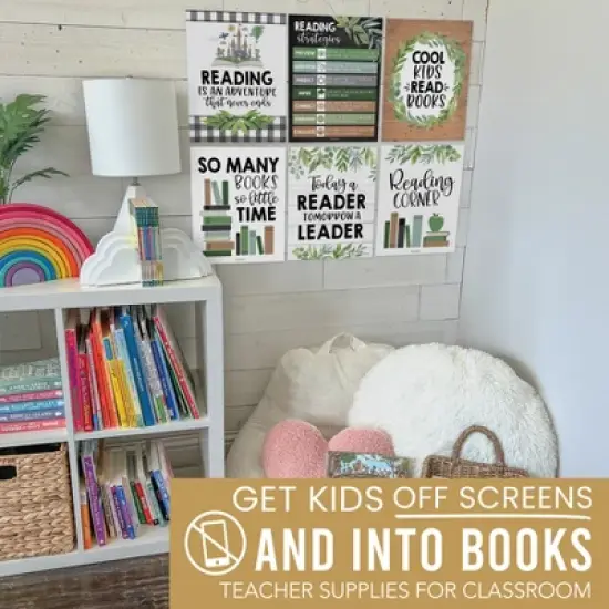 Hadley Designs Farmhouse Greenery Reading Posters For Classroom Library Decor, Set of 6 image {3}