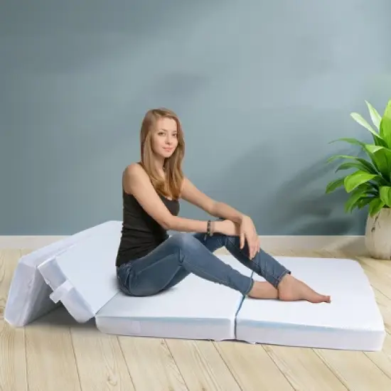 Cheer Collection 4" Four-Fold Sofa Bed with 1" Gel Infused Memory Foam image {2}