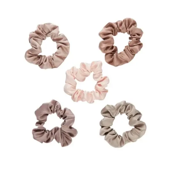 sc&uuml;nci Classic Comfort Mini Satin Scrunchies - Pinks/Tans - All Hair - 5pcs image {1}