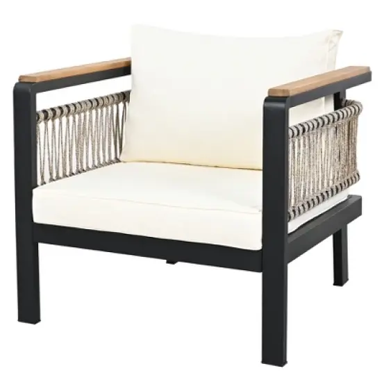 4-Piece Outdoor Sectional Sofa Set, 5-Person Patio Conversation Set with Cushions & Coffee Table - ModernLuxe image {13}