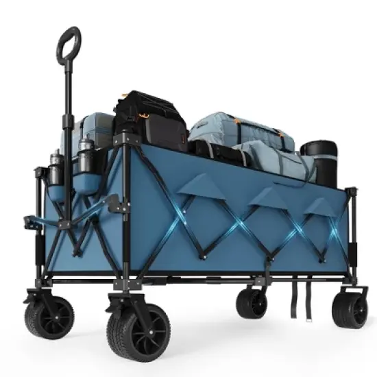 350L Large Capacity Collapsible Wagon Cart Foldable, 460 lbs Load All Terrain Utility Wagon with Cup Holders image {9}