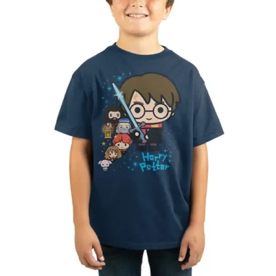 Harry Potter Chibi Characters Blue Boys T-Shirt Graphic Tee image {3}