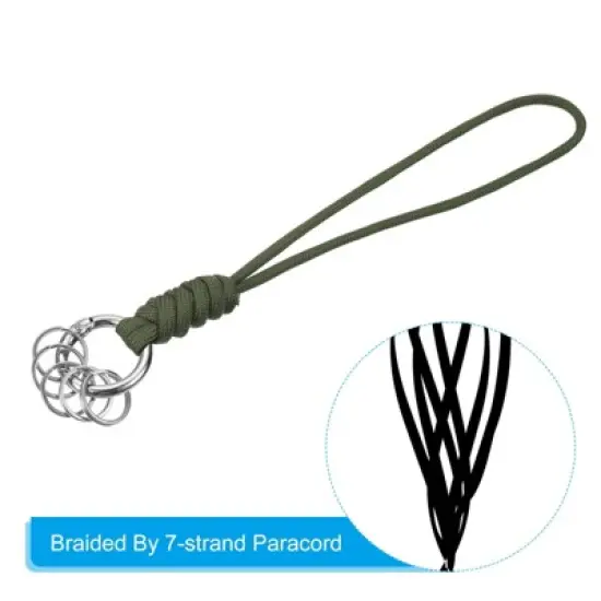 Unique Bargains Braided Wrist Strap Key Whistle Wallet Badge Lanyards 8.3" with Spring O Rings image {3}