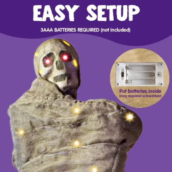 Joyfy Cocoon Corpse Halloween Decoration, 65" Hanging Skeleton Corpses with Lights and Sound, Animated Hanging Dead Body Prop for Indoor Outdoor Decor image {6}