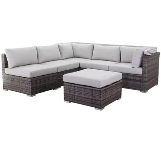 Courtyard Casual Taupe Aurora Outdoor Sectional to Daybed Combo with Canopy image {5}