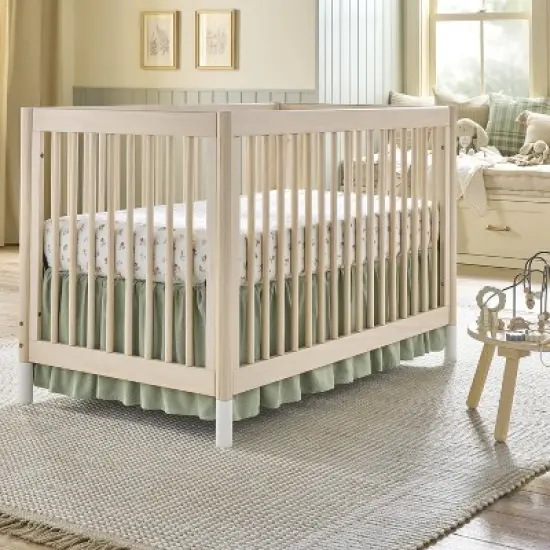 Linen-Like Crib Skirt Green - Hearth & Hand&trade; with Magnolia image {1}