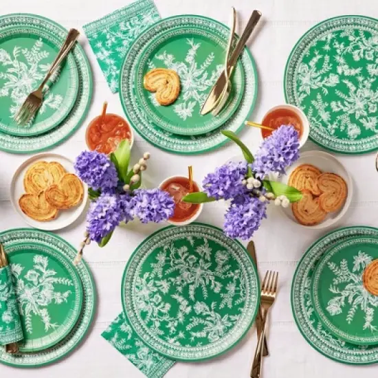 Emerald Toile Small Plates (10 per pack) image {1}