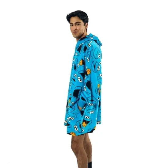Sesame Street Cookie Monster All-Over Print Blue Long Sleeve Oversized Hoodie Wearable Blanket-OSFA image {5}
