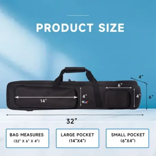 GSE 3x4 Soft Cue Case, Pool Cue Stick Carrying Case, Billiard Cue Case - Holds 3 Butts and 4 Shafts image {3}