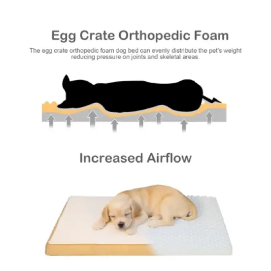 PureWags Orthopedic Dog Bed, Reversible Egg Crate Foam Pet Bed with Removable Washable Cover for Small, Medium and Large Dogs, Yellow image {5}