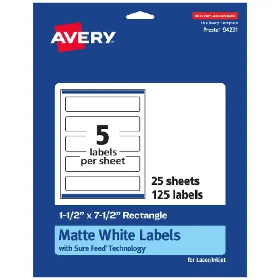 Avery Matte White Rectangle Labels, 1.5" x 7.5" image {7}