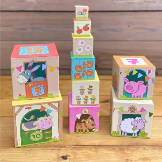 HABA On the Farm Sturdy Cardboard Nesting & Stacking Cubes image {4}