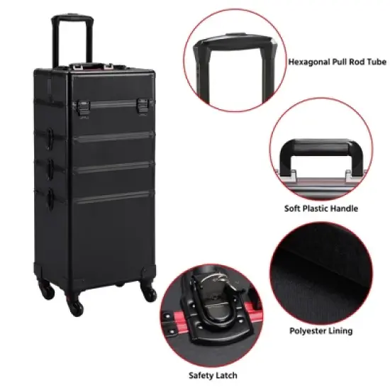 Yaheetech 4 in 1 Professional Makeup Train Case Aluminum Cosmetic Case image {3}