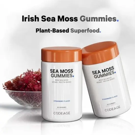 Codeage Irish Sea Moss Gummies, Irish Sea Moss Extract, Strawberry Flavor, Pectin-Based - 60ct image {3}